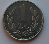 1 злотый 1987г. Польша,алюминий,состояние XF - Мир монет