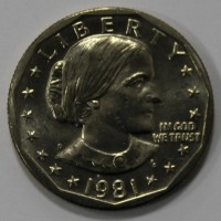 1 доллар 1981г.   США. Р .   Сьюзен Энтони  , состояние UNC. - Мир монет