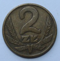 2 злотых 1977г. Польша,бронза,состояние  VF - Мир монет