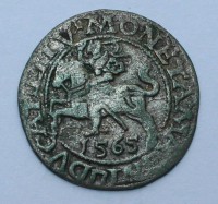    1 грош 1565г. Польша. Август, серебро, состояние VF-XF. - Мир монет