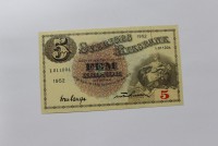 Банкнота   5 крон 1952г. Швеция, состояние XF. - Мир монет