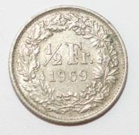 1/2 франка 1969г. Швейцария, никель, состояние VF - Мир монет