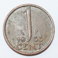1 цент 1953г. Нидерланды, бронза,состояние VF-XF - Мир монет