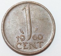 1 цент 1960г. Нидерланды, бронза,состояние ХF - Мир монет