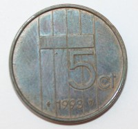 5 центов 1993г. Нидерланды, бронза, состояние VF - Мир монет
