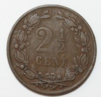 2.5  цента 1883г. Нидерланды, бронза, состояние VF-XF - Мир монет