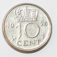 10 центов  1976г. Нидерланды,состояние VF-XF. - Мир монет
