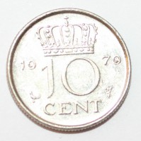 10 центов  1979г. Нидерланды,состояние XF. - Мир монет