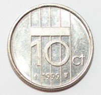 10 центов  1999г. Нидерланды,состояние XF. - Мир монет