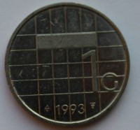 1 гульден 1993г.Нидерланды, никель, состояние VF - Мир монет