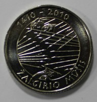 1 лит 2010г.  Литва,  600 лет Грюнвальдской битвы, состояние UNC. - Мир монет