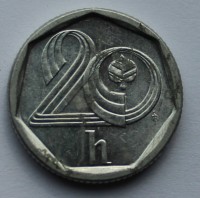 20 галер 1997г. Чехия, алюминий, состояние XF - Мир монет