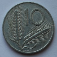 10 лир 1953г. Италия. Пшеница, Плуг, алюминий, состояние ХF - Мир монет