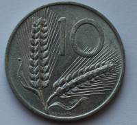 10 лир 1954г. Италия. Пшеница, Плуг, алюминий, состояние ХF - Мир монет