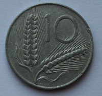 10 лир 1974г. Италия. Пшеница, Плуг, алюминий, состояние VF-XF - Мир монет
