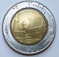 500 лир 1980г. Италия, биметалл, состояние XF - Мир монет