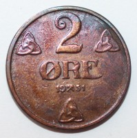 2 эре 1951г. Норвегия, бронза,состояние VF - Мир монет