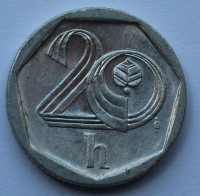 20 галер 1998г. Чехия, алюминий, состояние ХF - Мир монет