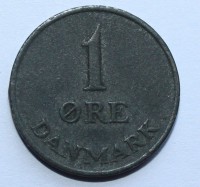 1 эре 1965г. Дания, цинк,состояние VF - Мир монет