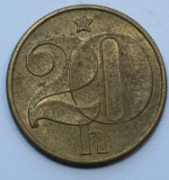20 галер 1988г. Социалистическая Чехословакия, бронза,состояние VF - Мир монет