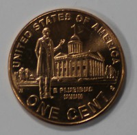 1 цент 2009г.  США. Мемориал  Линкольна .  cостояние UNC. - Мир монет