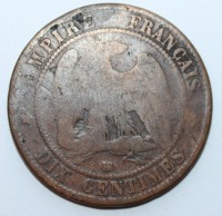 10 сантим 1861г. Франция. Наполеон III , медь, состояние VF - Мир монет