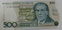  Банкнота 500 крузедо 1980-е г.г. Бразилия. Дирижер,состояние UNC. - Мир монет