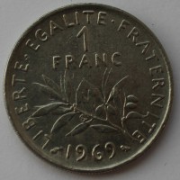 1 франк 1969г. Франция, состояние VF-XF - Мир монет