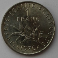 1 франк 1976г. Франция,состояние ХF - Мир монет