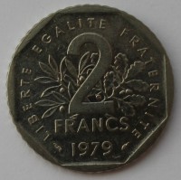 2 франка 1979г. Франция,состочние ХF - Мир монет