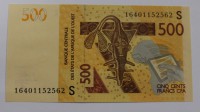 Банкнота   500 франков   2012г. Гвинея- Бисау, Гиппопотамы, состояние UNC. - Мир монет