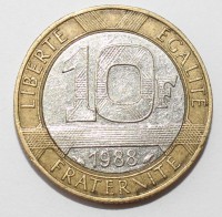 10 франков 1988г. Франция,состояние XF - Мир монет