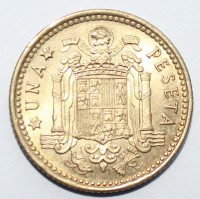 1 песета 1966г. Испания. Франсиско Франко, алюминиевая бронза, состояние UNC - Мир монет