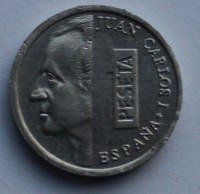 1 песета 1997г. Испания. Хуан Карлос, алюминий, состояние XF - Мир монет