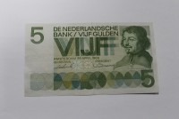 Банкнота   5 гульденов 1966г. Нидерланды. Портрет Фон Деля, состояние XF - Мир монет