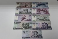  Сет из 9 банкнот 2002г-2008 г.г.  по 5-10-50-100-200-500-1000-2000-5000 вон Северная Корея-  с надпечаткой  "100 лет Ким Ир Сену", состояние UNC. - Мир монет