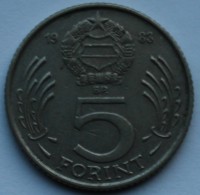 5 форинтов 1983г. Венгрия,состояние VF - Мир монет