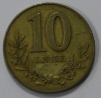 10 лек 1996г. Албания, алюминиевая бронза, вес 3,6гр, диаметр 21,5мм, состояние VF. - Мир монет