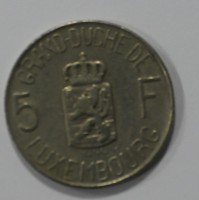 5 франков 1963г. Люксембург, никель, состояние XF. - Мир монет