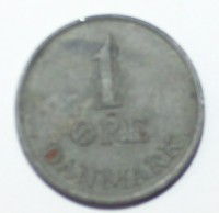 1 эре 1962г. Дания, цинк, состояние VF. - Мир монет