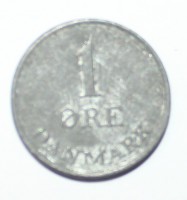 1 эре 1966г. Дания, цинк, состояние VF. - Мир монет