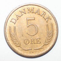 5 эре 1969г. Дания, бронза, состояние XF. - Мир монет