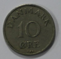 10 эре 1952г. Дания, медно-никелевый сплав ,состояние XF. - Мир монет