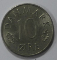 10 эре 1973г. Дания, медно-никелевый сплав ,состояние XF. - Мир монет