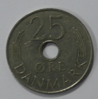 25 эре 1973г. Дания, медно-никелевый сплав ,состояние XF. - Мир монет