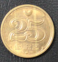 25 эре 1996г. Дания, бронза ,состояние VF-XF. - Мир монет