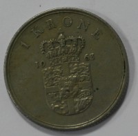 1 крона 1963г. Дания, медно-никелевый сплав ,состояние VF-XF. - Мир монет