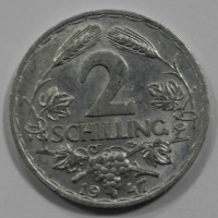  2 шиллинга 1947г. Австрия,  алюминий, состояние XF. - Мир монет