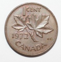 1 цент 1972г. Канада, бронза, состояние XF. - Мир монет