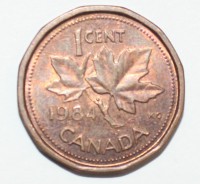 1 цент 1984г. Канада, бронза, состояние VF-XF. - Мир монет